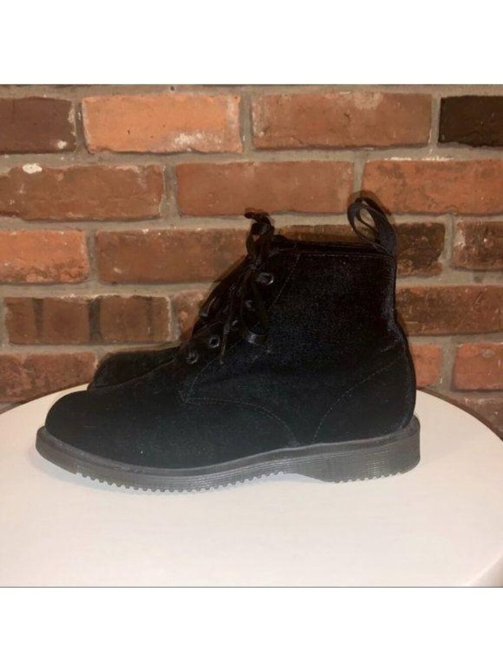 Dr. Martens Black Velvet Combat Boots Size 6